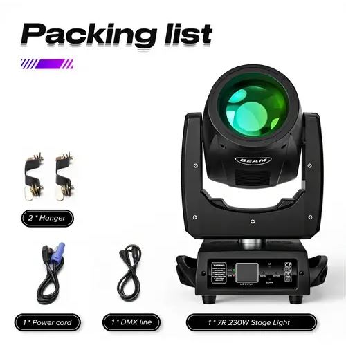 U`King Moving Head 230W Light 15 Gobos and 14 Colors Rainbow Effect - Afbeelding 7